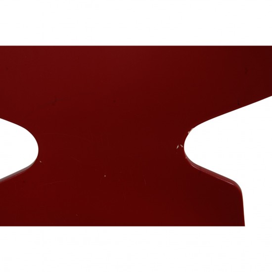 Set of six red Arne Jacobsen Ant chairs