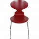 Set of six red Arne Jacobsen Ant chairs