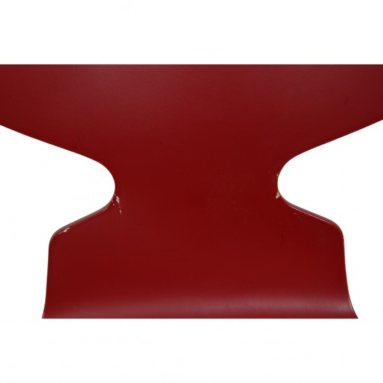 Set of six red Arne Jacobsen Ant chairs