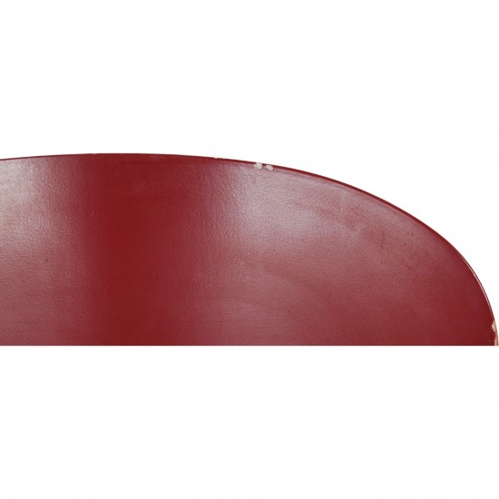 Set of six red Arne Jacobsen Ant chairs