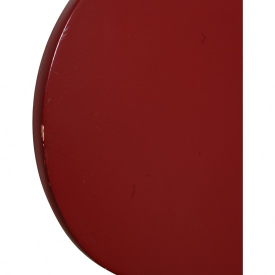 Set of six red Arne Jacobsen Ant chairs