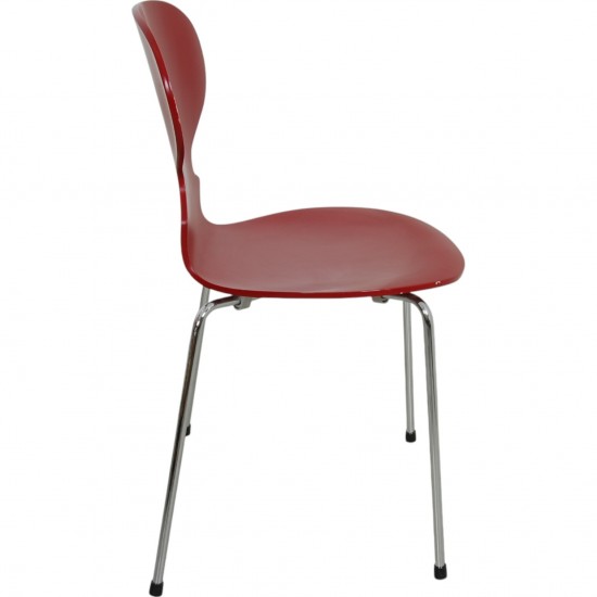 Set of six red Arne Jacobsen Ant chairs