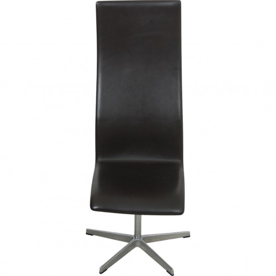 Arne Jacobsen Set of 6 Oxford chairs in dark brown leather