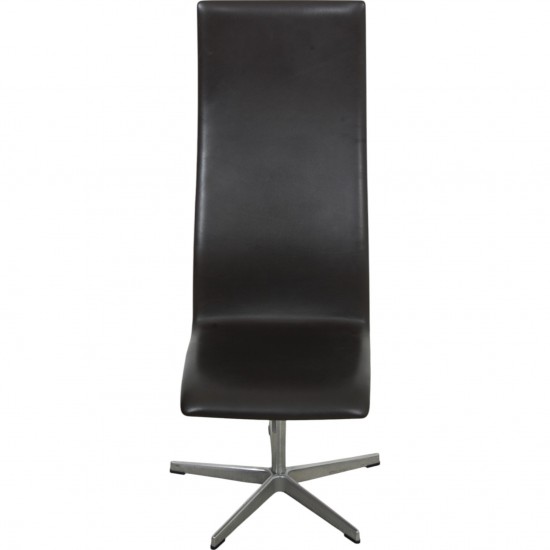 Arne Jacobsen Set of 6 Oxford chairs in dark brown leather