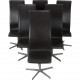 Arne Jacobsen Set of 6 Oxford chairs in dark brown leather
