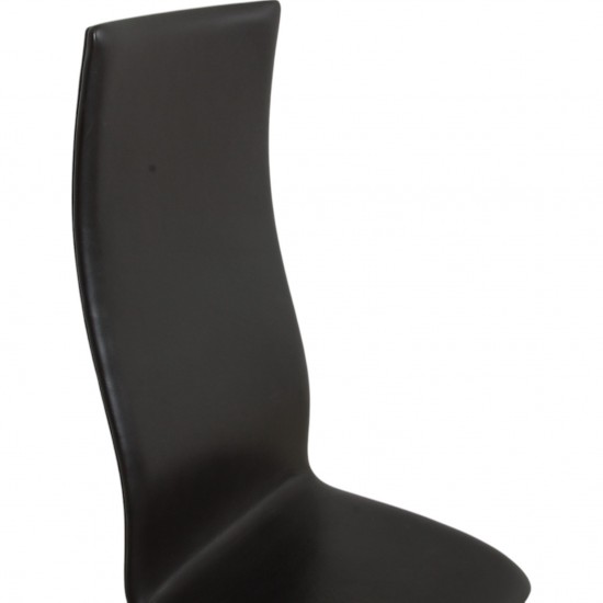 Arne Jacobsen Set of 6 Oxford chairs in dark brown leather