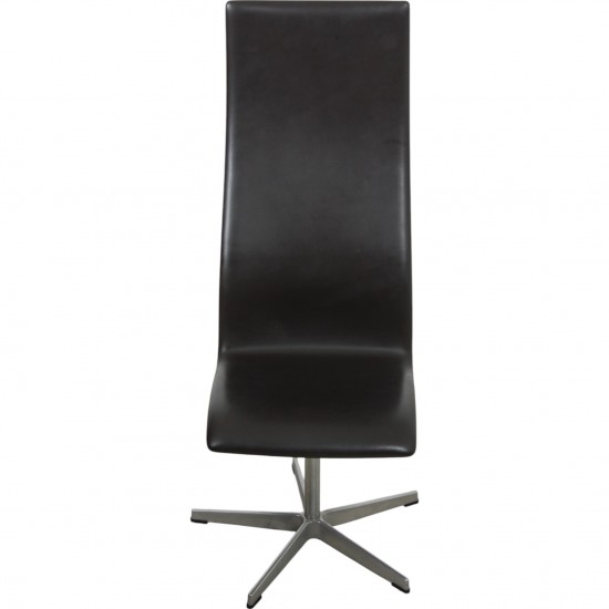 Arne Jacobsen Set of 6 Oxford chairs in dark brown leather