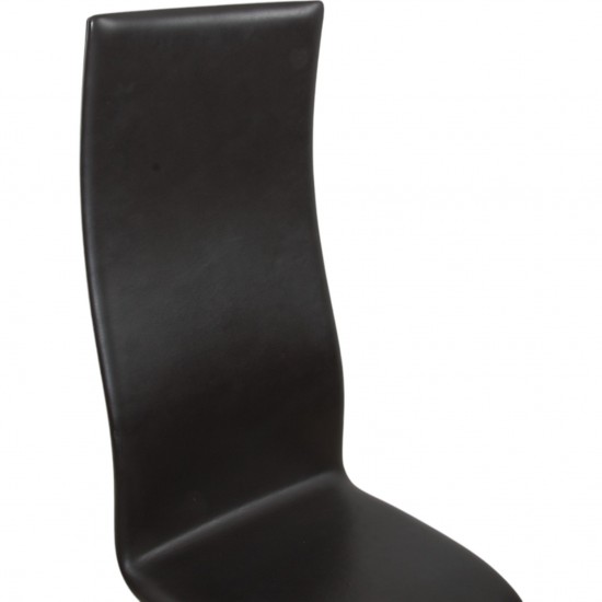 Arne Jacobsen Set of 6 Oxford chairs in dark brown leather