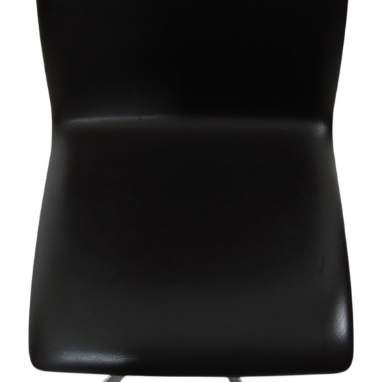 Arne Jacobsen Set of 6 Oxford chairs in dark brown leather