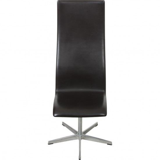 Arne Jacobsen Set of 6 Oxford chairs in dark brown leather