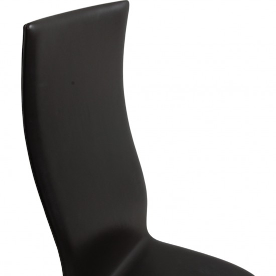 Arne Jacobsen Set of 6 Oxford chairs in dark brown leather