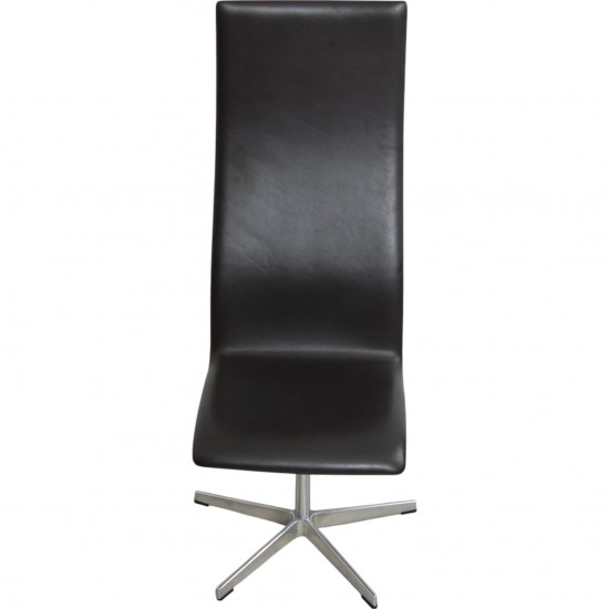 Arne Jacobsen Set of 6 Oxford chairs in dark brown leather