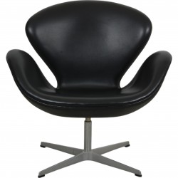 Arne Jacobsen Swan chair in patinated black leather 1987