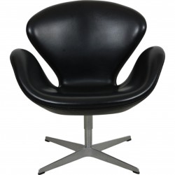 Arne Jacobsen Swan chair in patinated black leather 2007