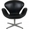 Arne Jacobsen Swan chair in patinated black leather 2007