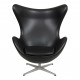 Arne Jacobsen Egg chair reupholstered in black aniline leather