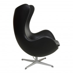 Arne Jacobsen Egg chair reupholstered in black aniline leather Arne Jacobsen Egg chair reupholstered in black aniline leather