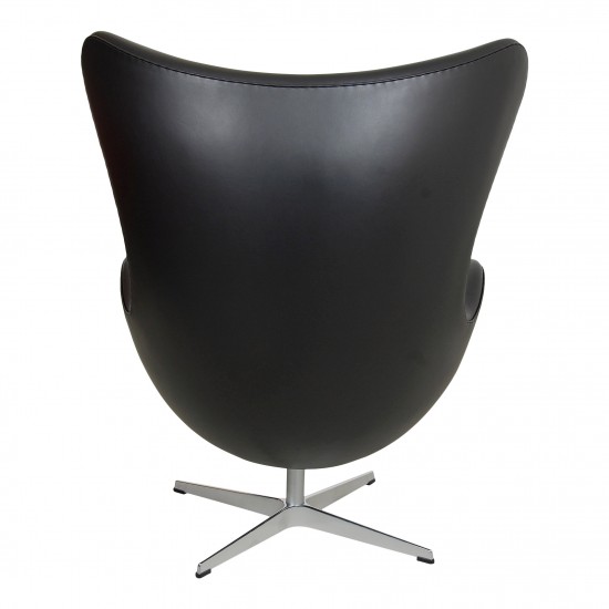 Arne Jacobsen Egg chair reupholstered in black aniline leather