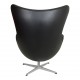 Arne Jacobsen Egg chair reupholstered in black aniline leather