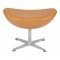 Arne Jacobsen Egg ottoman newly upholstered with cognac aniline leather 