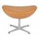 Arne Jacobsen Egg ottoman newly upholstered with cognac aniline leather 