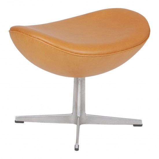 Arne Jacobsen Egg ottoman newly upholstered with cognac aniline leather 