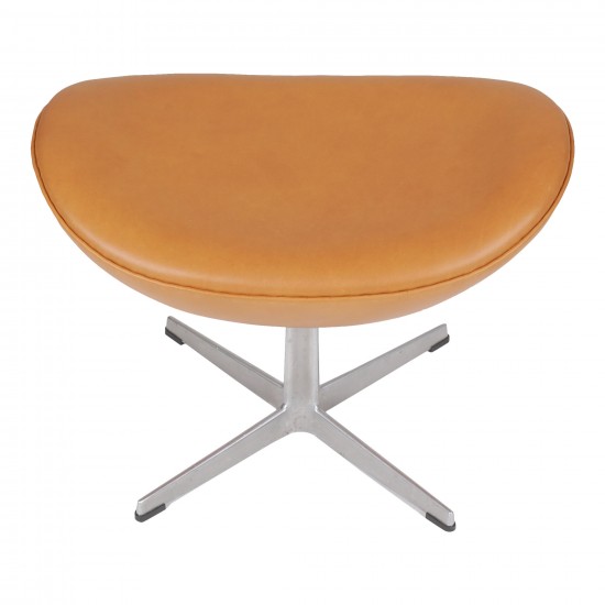 Arne Jacobsen Egg ottoman newly upholstered with cognac aniline leather 