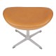 Arne Jacobsen Egg ottoman newly upholstered with cognac aniline leather 