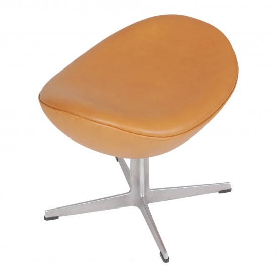 Arne Jacobsen Egg ottoman newly upholstered with cognac aniline leather 