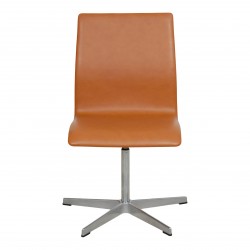 Arne Jacobsen Oxford stol nybetrukket i cognac classic læder Arne Jacobsen Oxford stol nybetrukket i cognac classic læder
