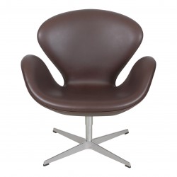 Arne Jacobsen Swan chair newly upholstered with mokka aniline leather Arne Jacobsen Swan chair newly upholstered with mokka aniline leather