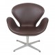 Arne Jacobsen Swan chair newly upholstered with mokka aniline leather