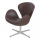 Arne Jacobsen Swan chair newly upholstered with mokka aniline leather