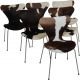 Sæt med seks Arne Jacobsen Syver stole i ko skind