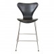 Arne Jacobsen barstool front upholstered in black leather