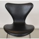 Arne Jacobsen barstool front upholstered in black leather