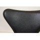 Arne Jacobsen barstool front upholstered in black leather