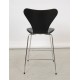 Arne Jacobsen barstool front upholstered in black leather