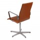 Arne Jacobsen oxford chair with armrests, newly upholstered with walnut aniline leather