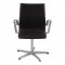Arne Jacobsen oxford chair with armrests, newly upholstered with black aniline leather