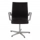 Arne Jacobsen oxford chair with armrests, newly upholstered with black aniline leather