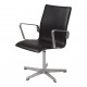 Arne Jacobsen oxford chair with armrests, newly upholstered with black aniline leather