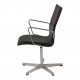 Arne Jacobsen oxford chair with armrests, newly upholstered with black aniline leather