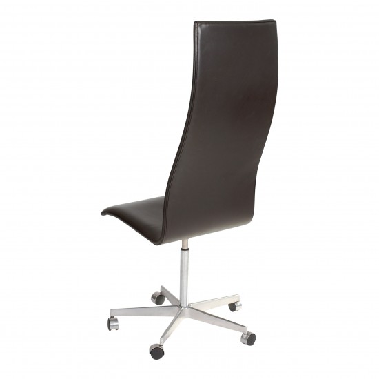 Arne Jacobsen High Oxford office chair with dark brown leather and no armrests