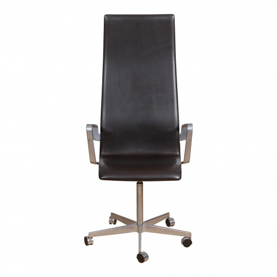 Arne Jacobsen High Oxford Office chair, dark brown leather