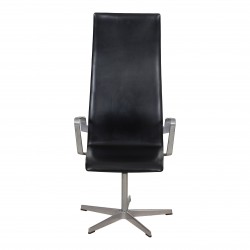 Arne Jacobsen Oxford stol med høj ryg sort læder Arne Jacobsen Oxford stol med høj ryg sort læder
