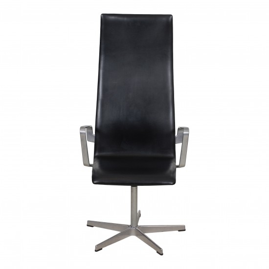 Arne Jacobsen Oxford stol med høj ryg sort læder
