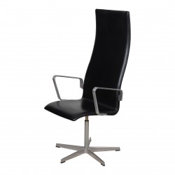 Arne Jacobsen Oxford stol med høj ryg sort læder Arne Jacobsen Oxford stol med høj ryg sort læder
