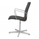 Arne Jacobsen Oxford chair with armrests, black original leather, brown label