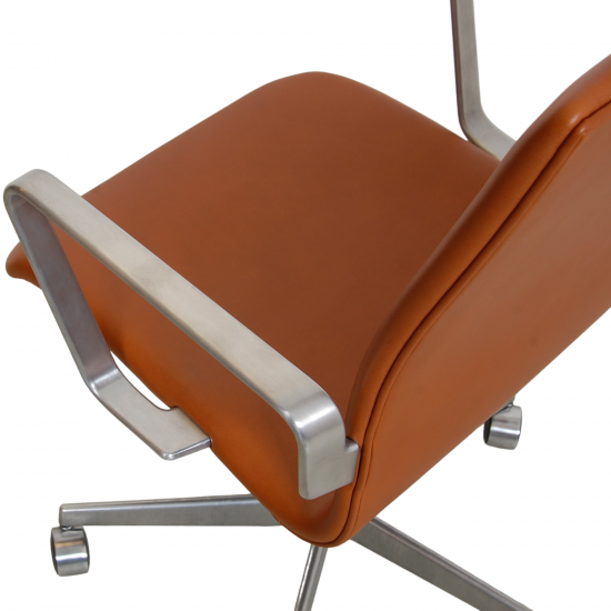 Arne Jacobsen Oxford office chair reupholstered in walnut aniline leather
